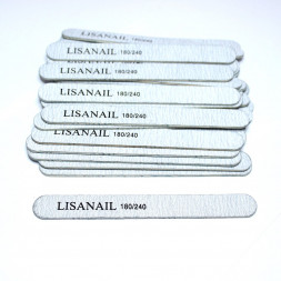 LISA NAIL   Пилка прямая МИНИ на дереве   13см  180/240   (50шт)   [08]