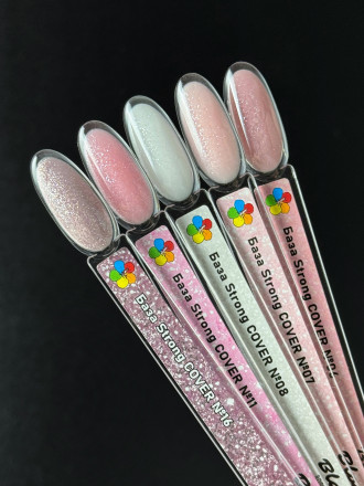 BLOOM   Base Strong COVER   #08   15мл   База камуфлирующая жесткая с шиммером молочная